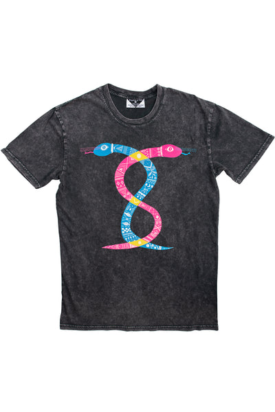 The Infinity Snakes of Time Men's Stonewash Tee, Limited Edition Fluro