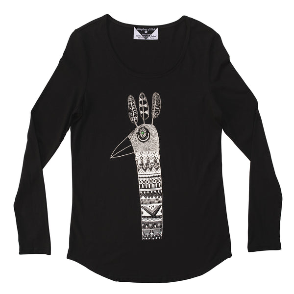 Sacred Feather Women's Scoop Neck Longsleeve with Sequin Eye