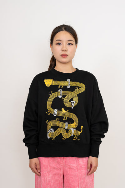 The Time Travelling Dog Women's Winter Fleece Sweatshirt, Gold/Silver