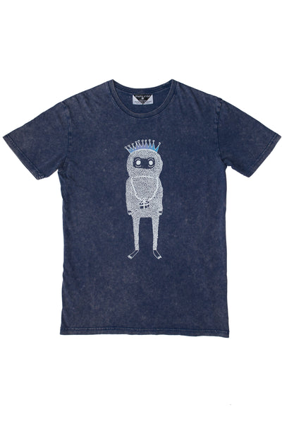 Kingdom of Klah Birthday Monster Stonewash Blue Mens Tshirt Screenprinted NZ