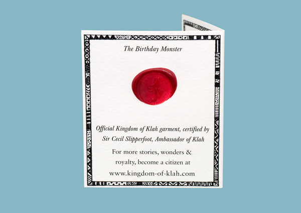 Kingdom of Klah Birthday Monster Story Card Wax Seal