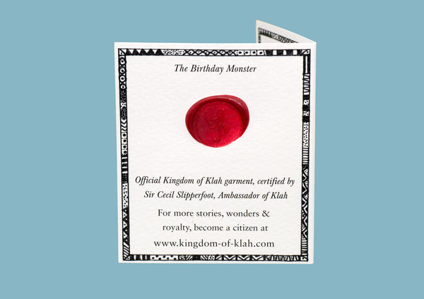 Kingdom of Klah Birthday Monster Story Card Wax Seal