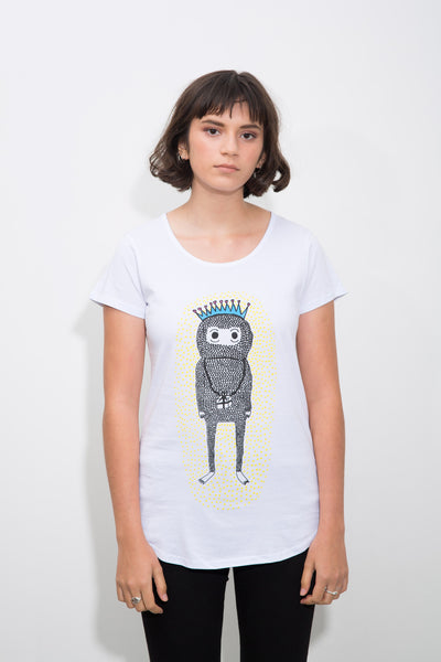 Kingdom of Klah Birthday Monster Womens Screenprinted Art Tee White