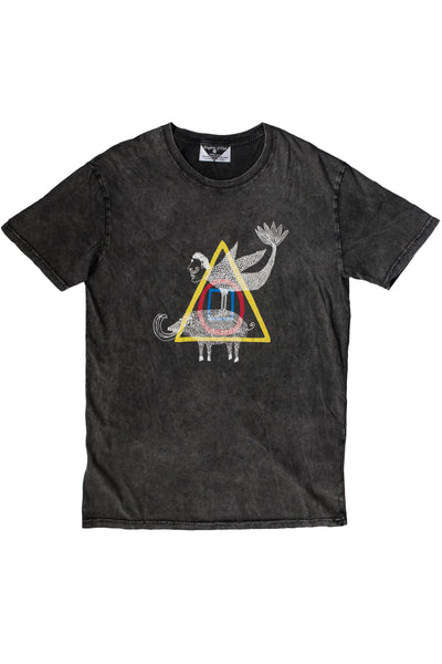 Kingdom of Klah Screenprinted Stonewash Grey Tee with Mervyn Sagetusk Design
