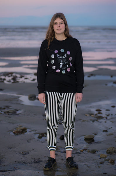 Native Singing Cats Royal Sweatshirt, Pink/Green Metallic