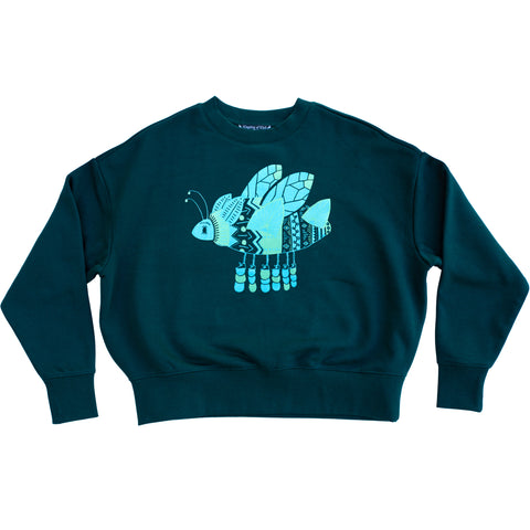 The Beetle of Excitement Women's Winter Fleece Sweatshirt, Metallic, Dark Green