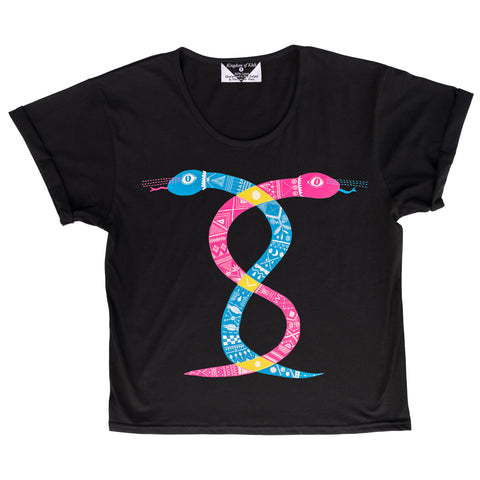 The Infinity Snakes of Time Women's Baroness Tee, Limited Edition Black / Fluro