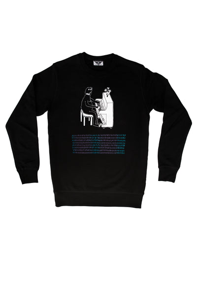 Kingdom of Klah Yeti's Dilemma Black Handprinted Artist Sweater New Zealand